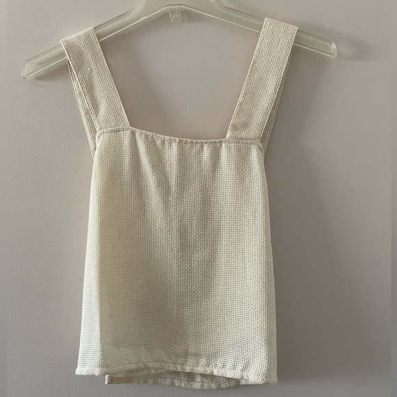 Laude the Label x Madewell Cross Back Minimalist Tank Top Ivory Cream Small - Picture 4 of 11